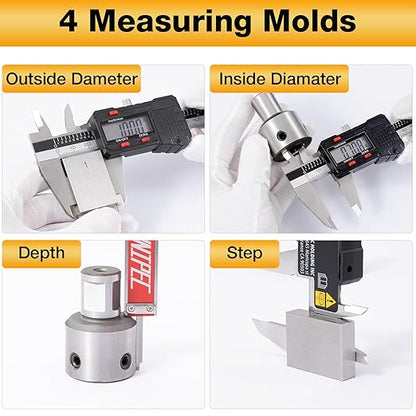 Digital Caliper 6 inch, Stainless Steel Vernier Micrometer Measuring Tool with Large LCD Display, Easy Inch/Metric Conversion, Precision Gauge for Machinists, Woodworking & DIY