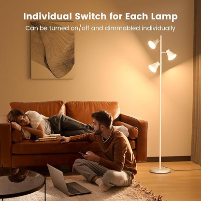 SIBRILLE 36W LED Tree Floor Lamp, Dimmable Tall Standing Lamp with Remote & Touch Control, 4 Color Temperatures Bright Floor Lamp, 3 Rotatable Light Modern Floor Lamps for Living Room Bedroom Office