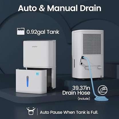 Waykar Max 80 Pint/D(Standard 62Pint/D) Energy Star Home Dehumidifier for Spaces up to 5,000 Sq. Ft in Basement Home and Large Rooms with Drain Hose, Handle, Auto Defrost and Self-Drying