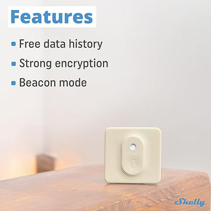 Shelly Bluetooth Smart Temperature & Humidity Sensor with Remote App Control & Monitoring, Home Assistant, Alexa, Google Home, Smart Scenes, IP54, Notification Alerts, Blu H&T Ivory