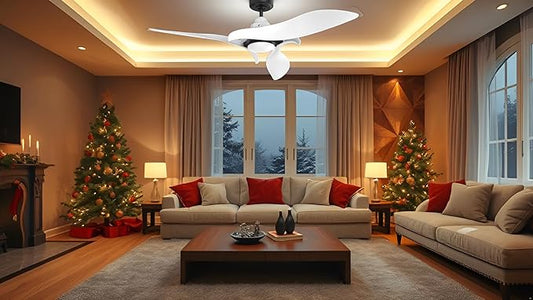 AEROFANTURE 54 Inch White Ceiling Fan, Quiet DC Motor with Remote, 6 Speeds and Reversible Airflow, Modern Indoor Fan for Bedroom or Living Room