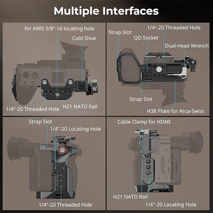 SMALLRIG Cage Kit for Sony FX2, with V-Mount Plate, Top Handle, HDMI Clamp, and Wrist Strap, Built-in Multiple Expansion Interfaces, Advanced Rig for Sony FX2-5590