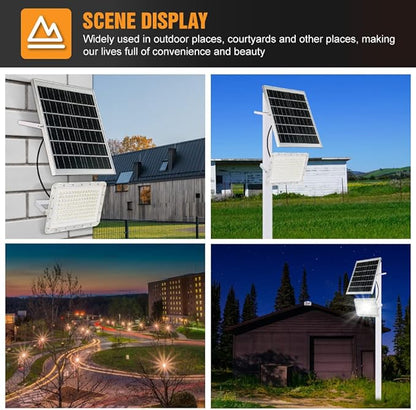 300W LED Solar Flood Lights,24000Lumens Street Flood Light Outdoor IP67 Waterproof with Remote Control Security Lighting for Yard, Garden, Gutter, Swimming Pool, Pathway, Basketball Court, Arena