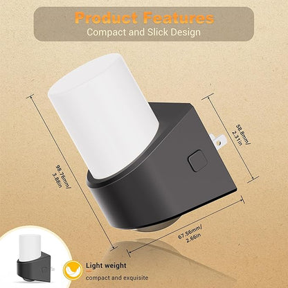 JandCase LED Night Lights Plug into Wall, Decorative Night Light with Dusk to Dawn Sensor, Adjustable Brightness, 3000K Warm White Nightlight Plug in for Kids, Bathroom, Hallway, Bedroom, Stairway