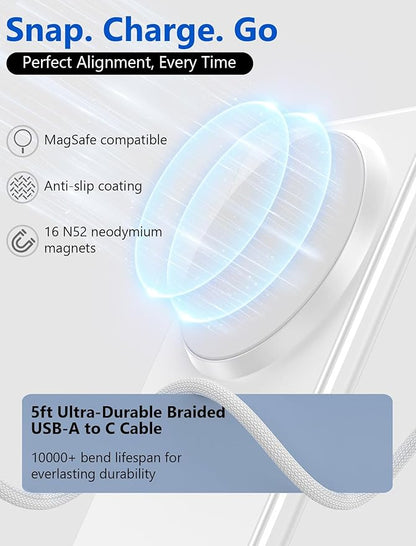 Mag.Safe Charger - iPhone Charger Stand, Magnetic Fast Wireless Charger for iPhone 16/15/14/13/12 Series - White