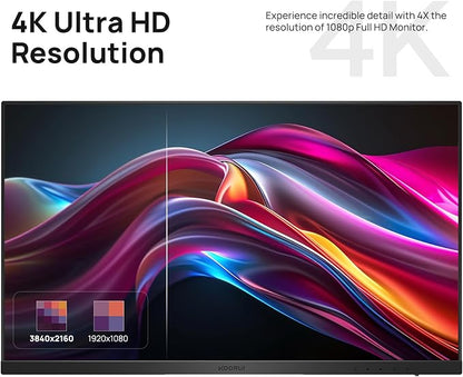 KOORUI 27 Inch 4K Monitor Computer UHD(3840 * 2160) IPS Display, 99% sRGB, 95% DCI-P3, 1.07 Billion Colors, Freesync & G-sync, Displayport & 2X HDMI, VESA 100 * 100mm, Tilt -5 to 20°, Audio Out (N07)