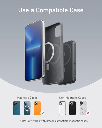Anker 621 Magnetic Portable Charger (MagGo), 5,000mAh Wireless Power Bank with USB-C Cable, Magsafe-Compatible Battery Pack for iPhone 16/15/14/13/12 Series