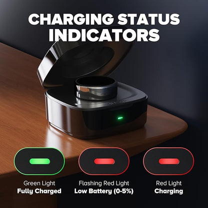 Wireless Charging Case Compatible with Oura Ring Gen 4 Charger, 600mAh Portable Travel Ring Charger Fast Charging Dock with USB-C Cable (Size 10-Black)