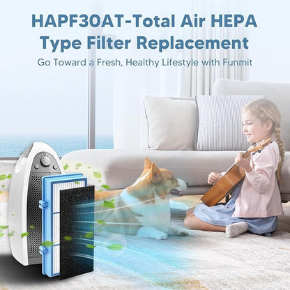 HAPF30AT-Total Air HEPA Type Filter Replacement for Holmes AER1 Air Purifier, Compatible with HAPF30AT and HAP242-NUC (2 HEPA Filters + 4 Carbon Booster Filters) by Funmit