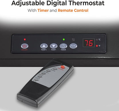 Comfort Zone 10,000W Hard-Wired Garage Heater – Industrial & Commercial Ceiling Mount, 240V Fan-Forced Heater with Remote, Digital Thermostat, Timer, 2 Heat Settings, Overheat Protection, Black