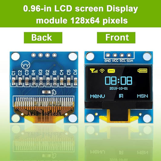 EPLZON 5 Pack 0.96 inch OLED IIC Display Module 128x64 Pixel Mini Self-Luminous Display Screen Board for Arduino Projects Raspberry Pi with Wire(Blue and Yellow)