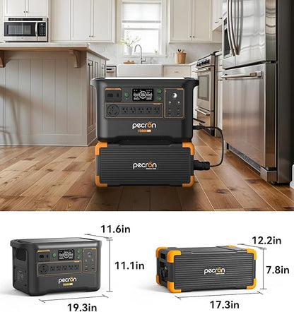 Pecron Portable Power Station F3000LFP with 3072Wh EP3000-48V Extra Battery, 3072Wh Solar Camping Generator, 3600W Solar Generator for RV, Home Use, CPAP (Total 6144Wh Generator Kit)