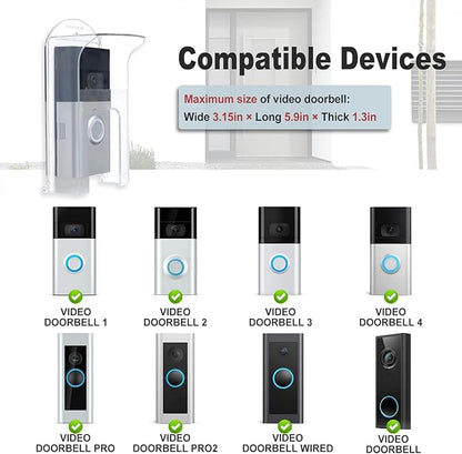 Transparent Plastic Doorbell Rain Cover , All Models Waterproof Protector Shield For Ring 1/2/3/4/2020/Pro/Pro 2/ Video Doorbells