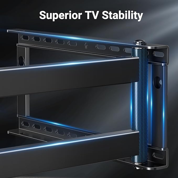 PERLESMITH Long Arm TV Wall Mount Full Motion for 37-75 inch TVs, Corner TV Mount Bracket with 27.36-inch Articulating Long Extension Arm, Swivel&Tilt, Max VESA 600x400mm up to 110lbs, 16" Wood Stud