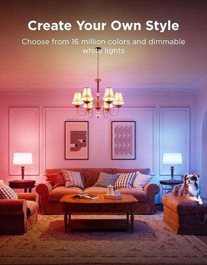 Govee E12 Led Bulb, Smart Light Bulbs Work with Matter, Alexa, Google Assistant, WiFi Candelabra Bulbs 40 Watt Equivalent, RGBWW Color Changing Light Bulb, 2.4Ghz Only, 450 LM, 4 Pack