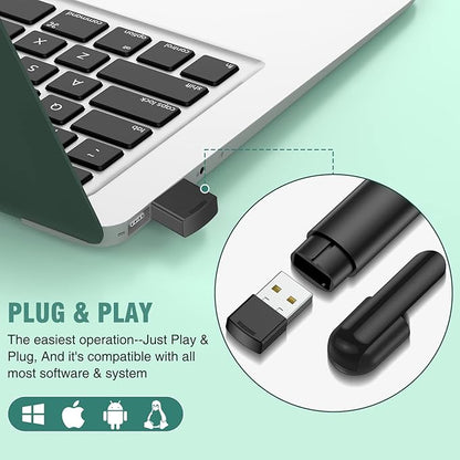 Wireless Presentation Clicker with Air Mouse Function - Rechargeable RF 2.4GHz USB Slide Clicker for Powerpoint, Mac, Laptop, Computer