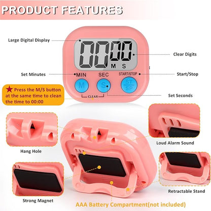 ZILLEEN Classroom Timer for Kids Teachers 2 Pack Digital Timers, White & Pink