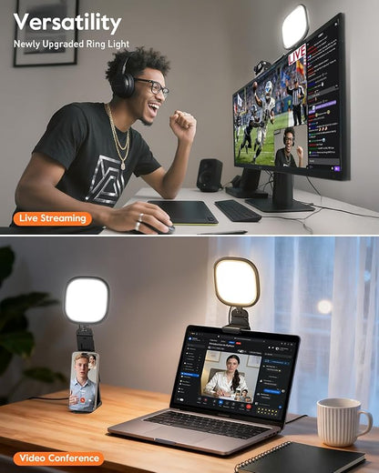 Upgraded Ring Light for Laptop, Monitor & Desk (2-Pack) – Eye-Caring Diffused LED Computer Light with Screen-Safe Clip, Adjustable Mount, CRI 97.8+, 50 Lighting Modes for Zoom, Video Calls, Streaming