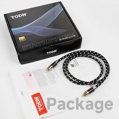 TODN HiFi Digital Coaxial Cable with OCC-Core 75-Ohm Audiophile SPDIF Coax RCA Audio Cable Supports Dolby, DTS, and 7.1 Surround Sound Digital Audio Formats (6.5ft /2m)