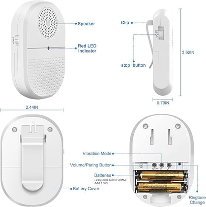 CallToU Caregiver Pager Wireless Call Button for Hard of Hearing Waterproof 500FT Vibration Nurse Calling Alert System for Home Elderly Monitoring Disabled/Patient/Seniors (2+2)