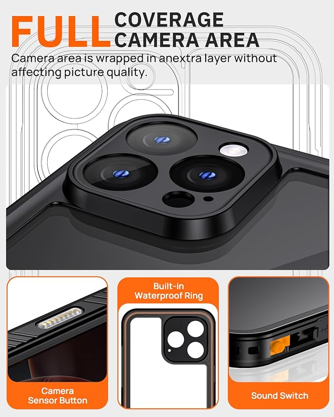 Lanhiem for iPhone 16 Pro Max Privacy Case, Waterproof Dustproof Shockproof Cases for 16 ProMax with Privacy Screen Protector, Full Body Protective Cover for iPhone 16 Pro Max - 6.9 inch (Black)