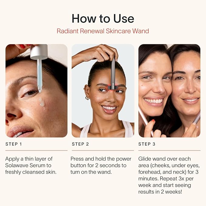 Solawave 4-in-1 Red Light Therapy Wand for Face & Neck | Beauty Device with Galvanic Current, Massager & Warmth | Anti-Aging, Wrinkle Reduction, Skin Tightening, Depuffing & Rejuvenation (Matte Black)