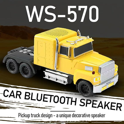 WSTER American Truck Bluetooth Speaker with HD Sound, TWS Pairing, LED Party Light, Operation Panel, Built-in Mic, Portable Car Model Speaker for Parties, Beach, Outdoor Activities (Yellow)