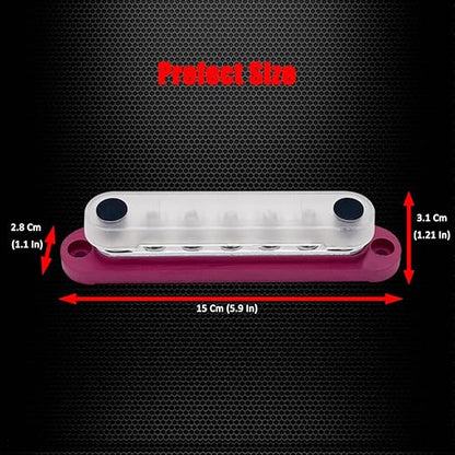 7 x M6 (1/4") Studs Power Distribution Block Bus Bar 12V, Ampper 5.9" HD 150A Marine BusBar Battery Distribution Block W/Cover for Car Boat Solar (Red)