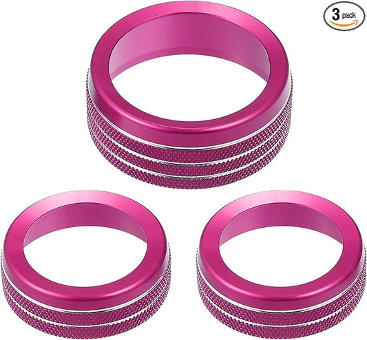 A ABSOPRO Car Air Conditioner Knobs Decals AC Radio Switch Knob Cover for Dodge Durango 2014-2020 for Jeep Cherokee Grand Cherokee 2014-2021 Pink (Set of 3)