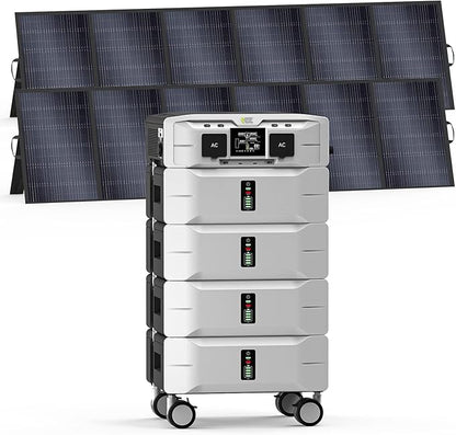 IEE SP5000 Solar Generator 5000W, 10.24kWh Power Station with 2x500W Solar Panels, 5 AC Outlets(9000W Surge), 120V/240V Dual Voltage, LiFePO4 Battery for Home Backup Outdoors Camping RV Emergency