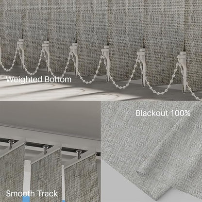 Blindify Motorized Vertical Blinds Compatible with Alexa Google Home, Blackout Sliding Door Shades Smart Vertical Blinds Remote Control Customize, Light Beige