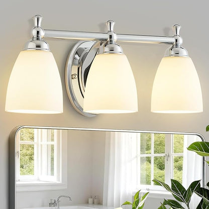 EJIAXIN Bathroom Light Fixtures, 3 Light Bathroom Lighting Fixtures Over Mirror Wall Mounted Lighting Chrome Vanity Light for Living Room Cabinet