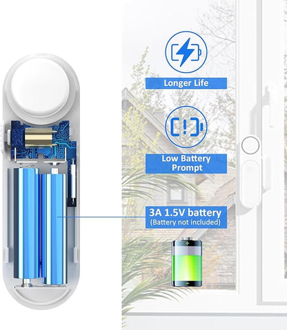 Window and Door Alarm When Opened (2 Pack) for Kids Safety/Home Security, Sliding Glass Front Door Opening Sensor Alarms for Dementia, 120dB Burglar Alert, Ideal for Business, Garage, Apartment, White