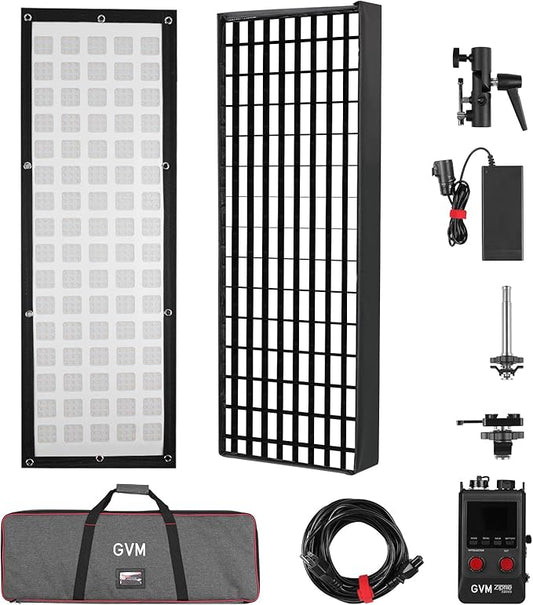 GVM Z200B Flexible LED Light Panel with Bluetooth Control, 200W Photography Light with Zipper Splicable, 2700K-6800K, Ultra-Thin 12"x36" Video Light with Softbox for Studio, Film, Vlog, Photography