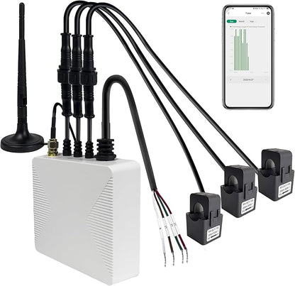 Smart Home Energy Monitor with 3 200A Clamps EdgeAnt, Real-Time Accurate Energy Consumption Tracking and Save Money, Home Energy Automation and Control, Solar Net Metering 2.4 GHz WiFi