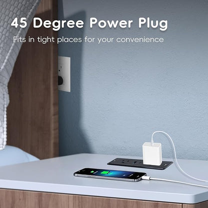 Havorbit 20W Recessed Power Strip USB, 2 AC Outlets + 1 USB-C + 1 USB-A Ports, 6ft Cord, Space Saving Furniture Outlet for Desk/Bedside/Kitchen/Drawer (18W USB-A & 20W USB-C Fast Charge)