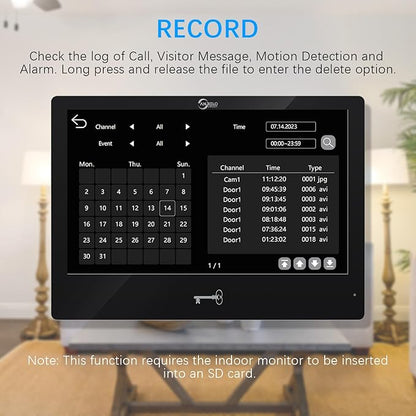 Wired Video Apartment Intercom System,Door Phone Kit,10 Inch Touch Monitor with 1080P HD Doorbell Camera,Supporting Motion Detecting 5 in 1 RFID Card Unlcking for Home Villa (1 Doorbell + 4 Monitor)
