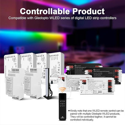 GLEDOPTO WLED Remote Control RGB IC LED ESP Now APP WiFi Wireless Brightness Adjust 4 Scenes Preset Night Light 50 Meters Control Distance Work with WLED Controller Device(Battery not Included)