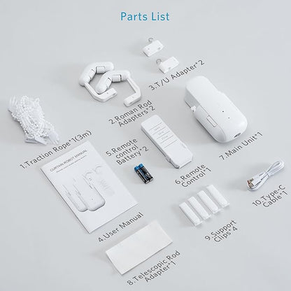 Tripvyantic Automatic Curtain Opener Smart Electric: Remote Control Motorized Curtain Robot for Bedroom Living Room Window - No WiFi Needed - 20KG Load/ 6-Month Battery for Home/Office/Nursery