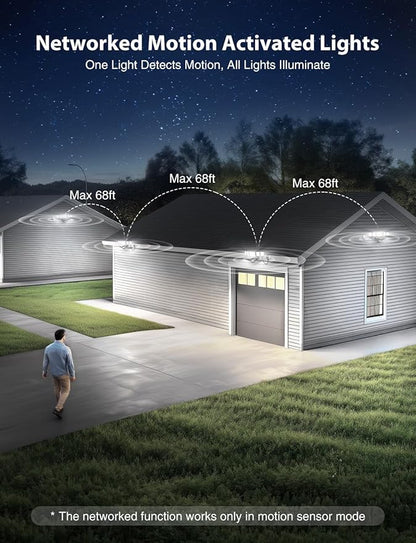 Onforu 5000LM Motion Sensor Outdoor Lights Plug in, 5 Head Motion Sensor Flood Light Outdoor with Remote, Dusk to Dawn Outdoor Lighting, IP65 Waterproof Motion Detector Lights for Outside, Black