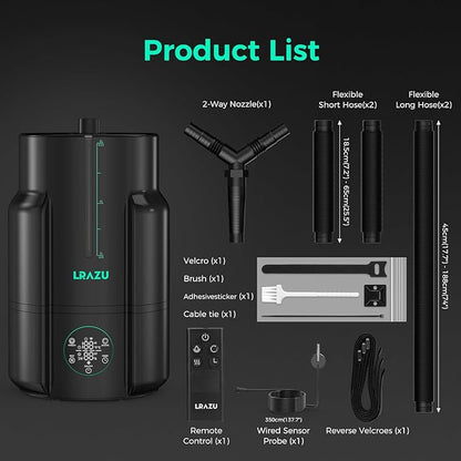 6L/1.59Gal Humidifier for Plants, Reptile Fogger Mister with Precise Temp & Humidity Probe/Expandable Hose, Smart Humidifier for Grow Tent, Mushroom, Houseplants, Reptile Tank 24H Timer