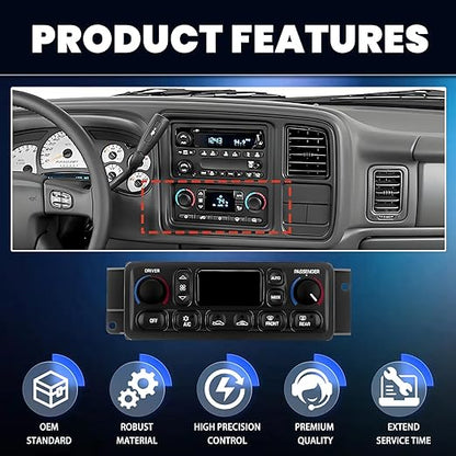 09352181 AC Climate Control Module Compatible with 1997-2004 Chevy Corvette C5 5.7L OE# 10345293, 16254311, 09380441 - A/C Heater Control Panel Switch