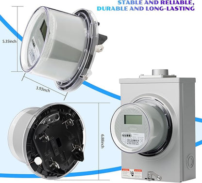 RV Digital Electric Meter,240V 2 Wire KWH Meter,Watt Meter, Used for RV and Home Meter