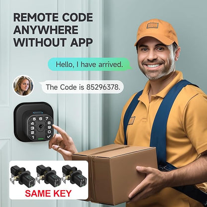 Richelock Fingerprint Door knob, Smart Biometric Door Lock with Keypad, Keyless Entry Code Door Knob, Waterproof & Weatherproof, Auto Lock,Voice Navigation, for Bedroom, Gate,Office