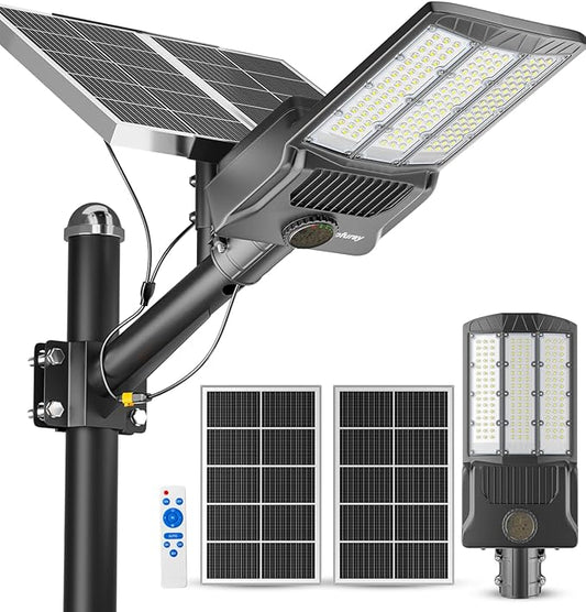Ofuray OL-10600W Solar Street Lights Outdoor,50,000mAh Solar Parking Lot Security Lights Commercial up to 720,000Lm Distance,IP67 Street Dusk to Dawn with Remote Control for Street,Barn