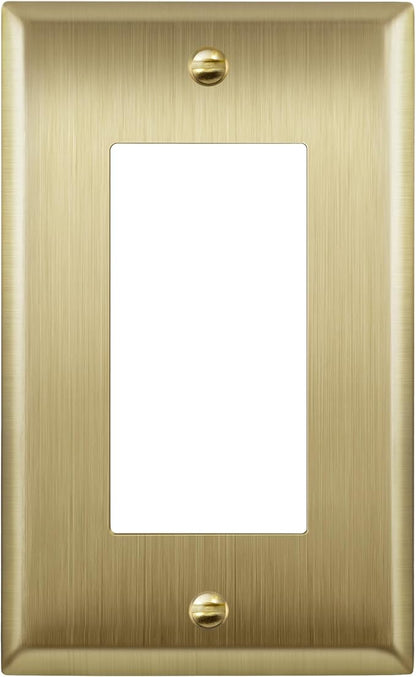 ENERLITES Decorator Switch or Outlet Metal Wall Plate, Stainless Steel Outlet Cover, Corrosion Resistant, Size 1-Gang 4.50" x 2.76", Stainless Steel 201, 7731-BB, Brushed Brass, Gold