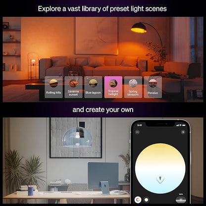 Philips Hue Smart LED A19 Bulb 2-Pack, White Color Ambiance, E26 Base, 7.2W, Full Spectrum Light 1000K-20000K, 810 Lumens, Dimmable, Works with Alexa, Google,& Apple Home
