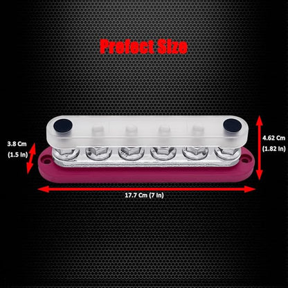 6 x M10 (3/8") Studs Power Distribution Block Bus Bar 12V, Ampper 7" HD 300A Marine BusBar Battery Distribution Block W/Cover for Car Boat Solar (Red)