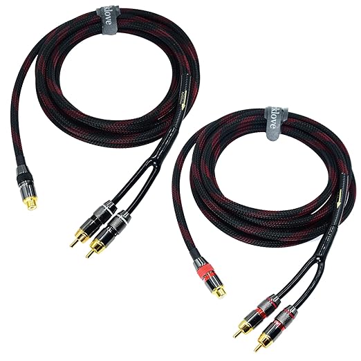 Arklove 18ft Shielded RCA Splitter Subwoofer Stereo Audio Video Cable 1 Female to 2 Male Dual Speaker Y Adapter Connector Extension Cord 24k Gold Plated(2 Pack)
