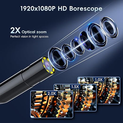 SKYBASIC Industrial Endoscope Borescope Camera with Light, 4.3'' HD Digital Handheld Waterproof Sewer Tools Snake Inspection Camera with 8 LED Lights 65.6FT Semi-Rigid Cable, Cool Gift Gadgets for Men
